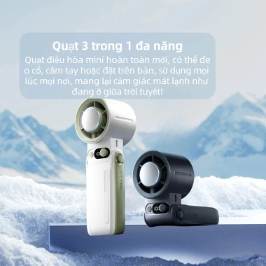 Quạt Cầm Tay Sạc Pin 10.000mAh, Làm Mát Sò Lạnh, 199 Tốc Độ Gió, Gấp Gọn, Kèm Dây Đeo