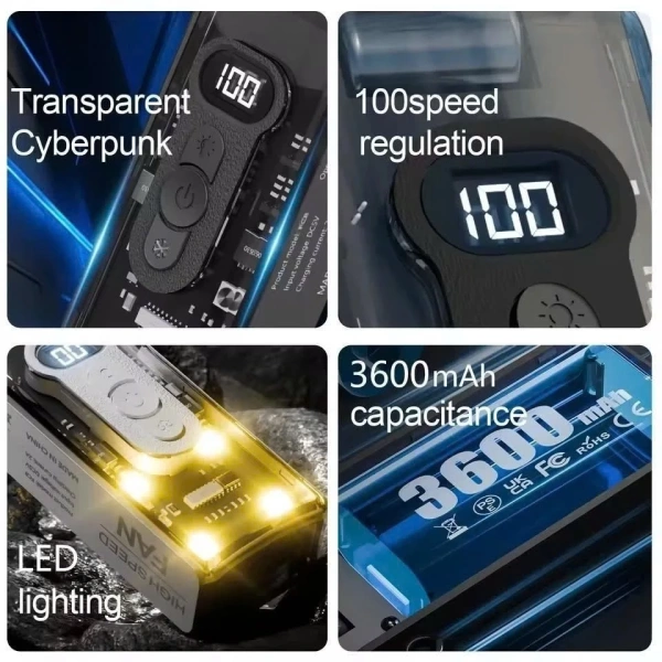 Hình ảnh sản phẩm Quạt Gập Mini FC8 Tích Điện Pin 3.600mAh - Làm Lạnh, Đèn LED, Giá 585.000 VND