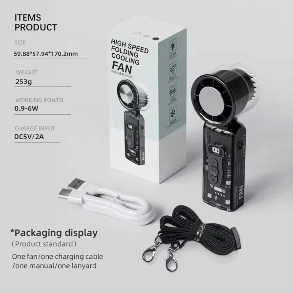 Hướng dẫn sử dụng quạt gập mini FC8 với pin 3600mAh: cách sạc, bật chế độ làm lạnh và đèn LED