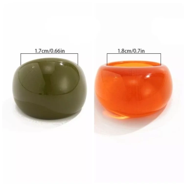QUENTIN Nhẫn Nhựa Trong Suốt, Nhẫn Hình Học Acrylic Nhiều Màu Kẹo, Mái Vòm Độc Đáo Chunky Hình Bầu Dục Rộng Không Đều Nhẫn Nữ