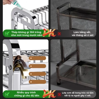 RACK Kệ Đựng Chén Bát Đĩa Inox 304 – Sức chứa lớn, Ổn định mạnh, Giá 299.000₫