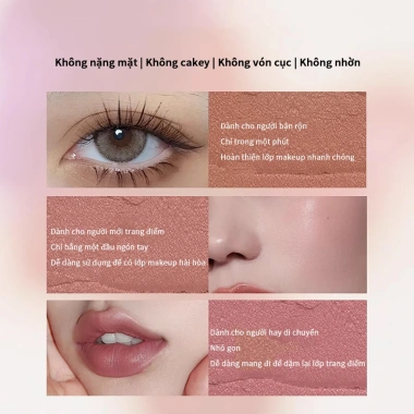 RED CHAMBER Kem Đa Năng 3in1 - Makeup Tự Nhiên, Bền Màu cho Mắt, Môi, Má - Chỉ 179.400₫