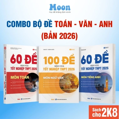 Sách 60 đề minh hoạ tốt nghiệp THPT toán văn anh, sách ôn thi thpt quốc gia Moonbook