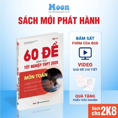 Sách 60 đề minh hoạ tốt nghiệp THPT toán văn anh, sách ôn thi thpt quốc gia Moonbook