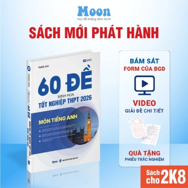 Sách 60 đề minh hoạ tốt nghiệp THPT toán văn anh, sách ôn thi thpt quốc gia Moonbook