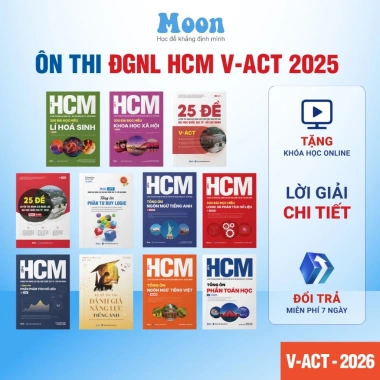 Sách Ôn Thi Đánh Giá Năng Lực ĐH Quốc Gia TPHCM Moonbook - Giảm 48.000đ chỉ 200.000đ Sách Ôn Thi Đánh Giá Năng Lực ĐH Quốc Gia TPHCM Moonbook - Giảm 48.000đ chỉ 200.000đ