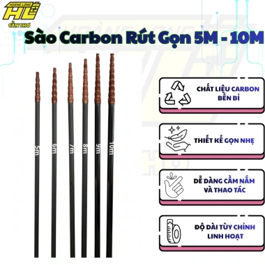 Sào Carbon Rút Gọn 5-10M Khóa Nâu Nhẹ Bền Dễ Hái Dừa Cau Treo Lồng Chim Giá 550k Sào Carbon Rút Gọn 5-10M Khóa Nâu Nhẹ Bền Dễ Hái Dừa Cau Treo Lồng Chim Giá 550k