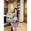 Sét bộ cute vải gân tăm in chuyển nhiệt, tặng dây chuyền thời trang, giảm 21% 4