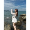 Sét hót 4 món áo bra có đính hoa có mút quần bikini rời khoác ren hoa chuẩn hình chân váy lưng thun phối ren đi biển 6