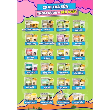 Set Trà Sữa Tự Pha Trân Châu Đường Đen 30-35 Ly THE GARDEN, Nguyên Liệu Làm Trà Sữa Phúc Long, Matcha 25 vị 6