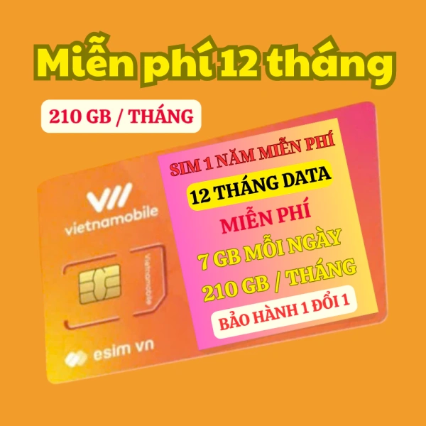 Hình ảnh sản phẩm SIM 4G Vietnamobile Trọn Gói 1 Năm 7GB/Ngày - Tốc Độ Cao - Chỉ 89.000đ
