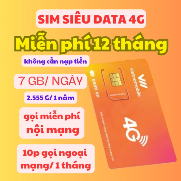 Hình ảnh sản phẩm SIM 4G Vietnamobile Trọn Gói 1 Năm 7GB/Ngày - Tốc Độ Cao - Chỉ 89.000đ