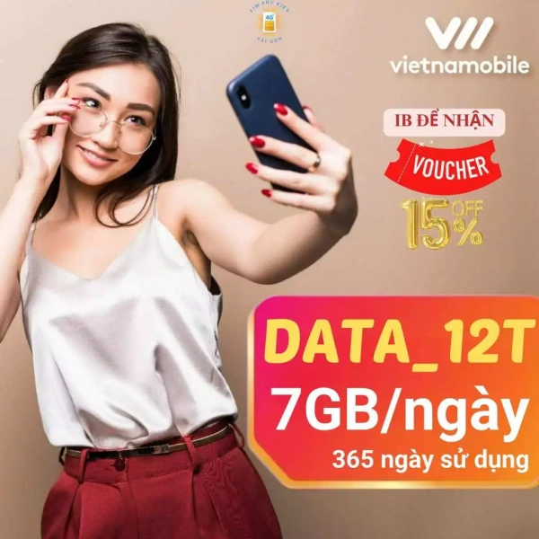 Hình ảnh sản phẩm Sim Vietnamobile 4G Data 12T không nạp tiền, 7GB/ngày, 150GB/tháng, 2.555GB/năm - Giá 368.000 VND
