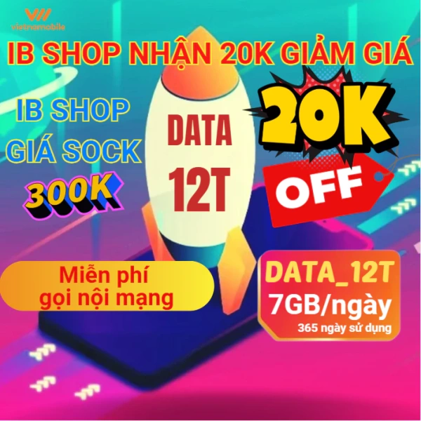 Hình ảnh sản phẩm Sim Vietnamobile 4G Data 12T không nạp tiền, 7GB/ngày, 150GB/tháng, 2.555GB/năm - Giá 368.000 VND