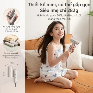 Simplus Máy sáy tóc gấp gọn tiện lợi, 8 chế độ sấy khô, tôc độ cao 70m/s, 300 triệu ion âm CFJH012 4