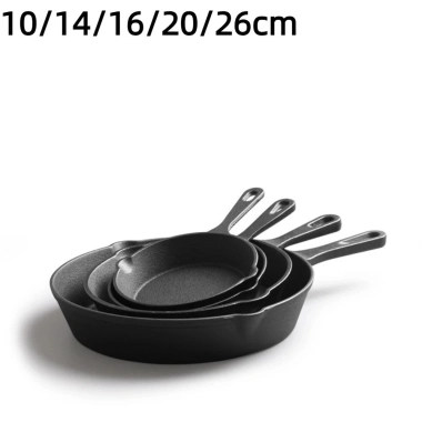 Skillet gang JUIC, Chảo Omelette Mini gắn sẵn 10 / 14 / 16 / 20 / 26cm, Dụng cụ nhà bếp không tráng màu đen Chảo ăn sáng dày Trứng nấu ăn