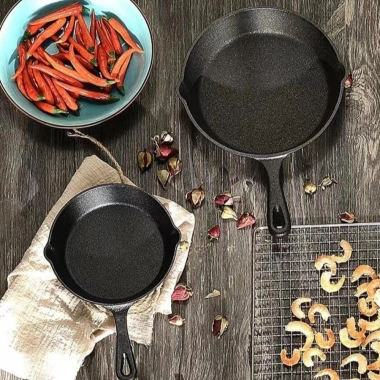 Skillet gang JUIC, Chảo Omelette Mini gắn sẵn 10 / 14 / 16 / 20 / 26cm, Dụng cụ nhà bếp không tráng màu đen Chảo ăn sáng dày Trứng nấu ăn