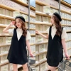 Sơ Mi Tay Ngắn Nữ Sinh Viên Mix Váy Yếm Thắt Nơ Jk Kiểu Mới Giá Shock