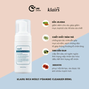 Sữa rửa mặt Dear Klairs Rich Moist Foaming Cleanser 100ml – Dưỡng ẩm, làm sạch sâu, không kích ứng, chỉ 389.000 VND 5