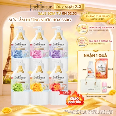 Sữa tắm Enchanteur Deluxe 650-900g hương nước hoa Pháp, mềm lụa, lưu hương 24h - 185.000₫