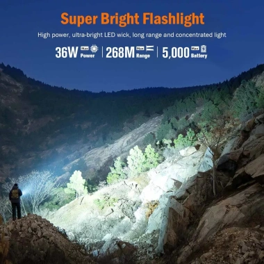 Superfire X60-T 36W Đèn pin LED có thể sạc lại mạnh mẽ Đèn pin siêu sáng Chống nước Zoomable Cắm trại Câu cá Đèn lồng 2