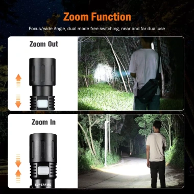 Superfire X60-T 36W Đèn pin LED có thể sạc lại mạnh mẽ Đèn pin siêu sáng Chống nước Zoomable Cắm trại Câu cá Đèn lồng 6