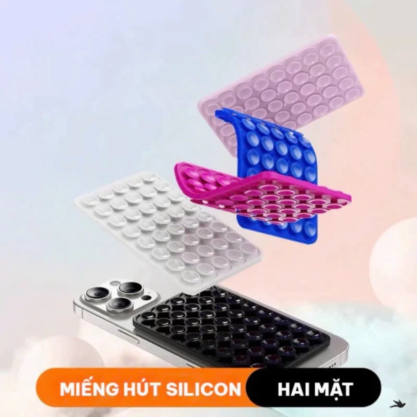 Hình ảnh sản phẩm Tấm Hít 48/80 Giác Hút, Miếng Dán Silicon Dính 2 Mặt cho Điện Thoại Dính Chắc Chắn trên Mọi Bề Mặt