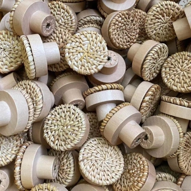 Tay cầm gỗ Jeremy - Núm ngăn kéo mây, Kéo tròn cho tủ quần áo, bếp - 50.600 3