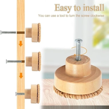 Tay cầm gỗ Jeremy - Núm ngăn kéo mây, Kéo tròn cho tủ quần áo, bếp - 50.600 4
