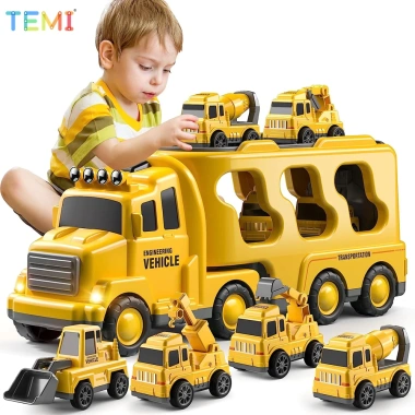 Temi 5 Trong 1 Diecast Carrier Xe Tải Đồ Chơi Gara Ô Tô Di Động Ô Tô Kỹ Thuật Xe Máy Xúc Xe Mô Hình Temi 5 Trong 1 Diecast Carrier Xe Tải Đồ Chơi Gara Ô Tô Di Động Ô Tô Kỹ Thuật Xe Máy Xúc Xe Mô Hình