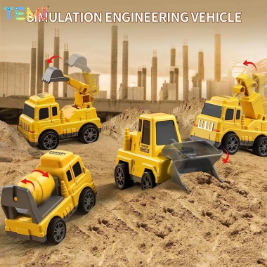 Temi 5 Trong 1 Diecast Carrier Xe Tải Đồ Chơi Gara Ô Tô Di Động Ô Tô Kỹ Thuật Xe Máy Xúc Xe Mô Hình 3