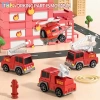 Temi 5 Trong 1 Diecast Carrier Xe Tải Đồ Chơi Gara Ô Tô Di Động Ô Tô Kỹ Thuật Xe Máy Xúc Xe Mô Hình 7