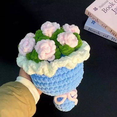 [Thành phẩm] Hoa hướng dương Hoa hồng Handmade Bó hoa móc tay đan Quà tặng Tết Nguyên Đán 5