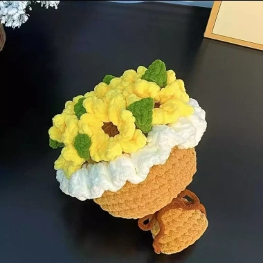 [Thành phẩm] Hoa hướng dương Hoa hồng Handmade Bó hoa móc tay đan Quà tặng Tết Nguyên Đán 8