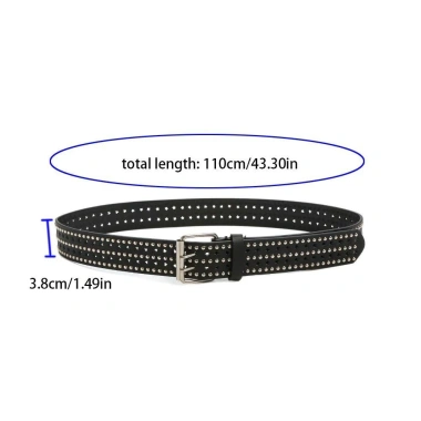 Thắt Lưng Nữ Punk Đinh Tán Kim Loại và Khóa Điều Chỉnh, Da PU Ngôi Sao 2 Grommet 3