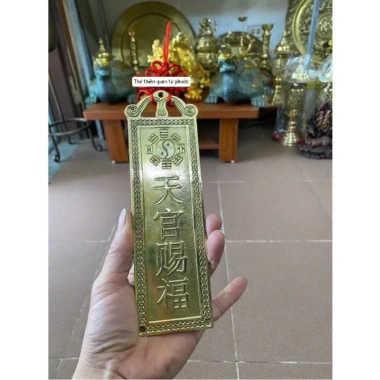 thẻ bài thiên quang tứ phúc ,kim bài Thiên quan tứ Phước, bằng đồng kèm dây treo cát tường 7