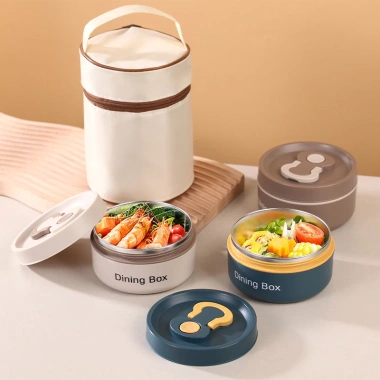 Thép không gỉ 304 Bento sinh viên - Hộp cơm trưa có nắp & cốc canh, cách nhiệt RIPV