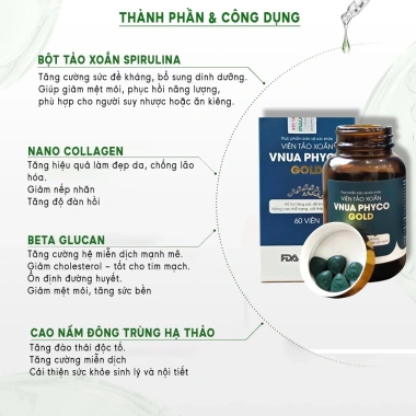 Thực Phẩm Bảo Vệ Sức Khỏe Viên Tảo Xoắn VNUA PHYCO GOLD (Hộp 60 viên) 2