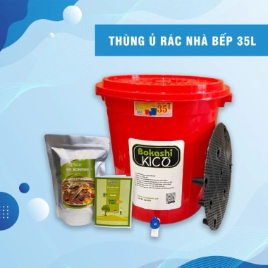 Thùng Ủ Rác Hữu Cơ Bokashi 50L - Giảm còn 280.000đ, Tặng 1kg Bokashi EM