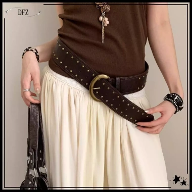 Tomj Thắt Lưng Da Gothic Nặng Y2K Punk - Phối Đầm và Quần Jean, Giá chỉ 74.470₫