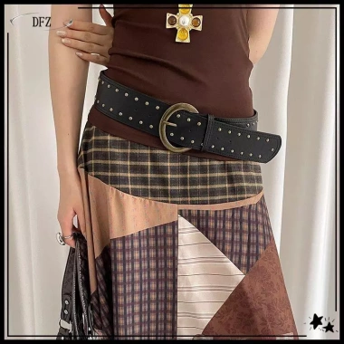 Tomj Thắt Lưng Da Gothic Nặng Y2K Punk - Phối Đầm và Quần Jean, Giá chỉ 74.470₫