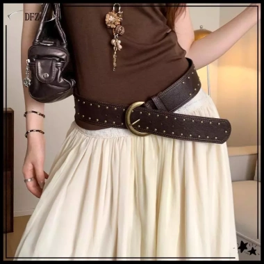 Tomj Thắt Lưng Da Gothic Nặng Y2K Punk - Phối Đầm và Quần Jean, Giá chỉ 74.470₫