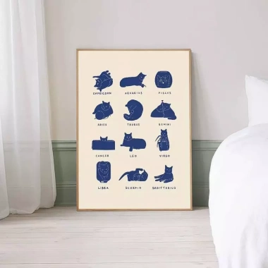 Tranh Canvas Tối Giản Ngủ Mèo Con Cổ Điển Retro Poster Trang Trí Tường 38.187₫ 7