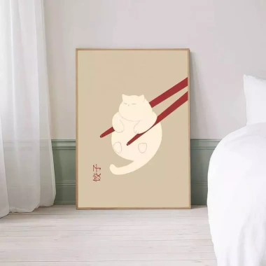 Tranh Canvas Tối Giản Ngủ Mèo Con Cổ Điển Retro Poster Trang Trí Tường 38.187₫ 9