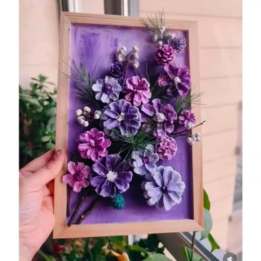 Tranh thông Đà Lạt - Tranh handmade làm từ quả thông khô - Mẫu 61 - 70