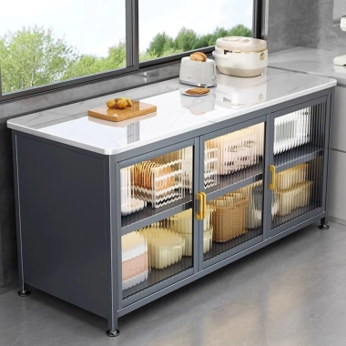 Tủ Bếp Thông Minh Chất Liệu Thép Carbon Cao Cấp Mặt Bàn Bằng Đá Tự Nhiên Chịu Nhiệt 1000°C 2