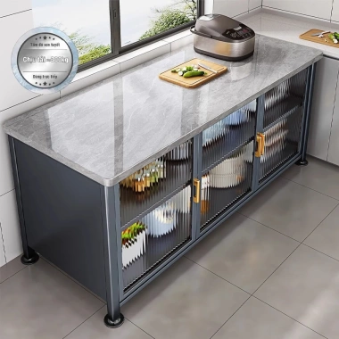 Tủ Bếp Thông Minh Chất Liệu Thép Carbon Cao Cấp Mặt Bàn Bằng Đá Tự Nhiên Chịu Nhiệt 1000°C 5