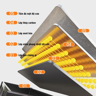 Tủ Bếp Thông Minh Chất Liệu Thép Carbon Cao Cấp Mặt Bàn Bằng Đá Tự Nhiên Chịu Nhiệt 1000°C 8