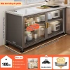 Tủ Bếp Thông Minh Chất Liệu Thép Carbon Cao Cấp Mặt Bàn Bằng Đá Tự Nhiên Chịu Nhiệt 1000°C 13