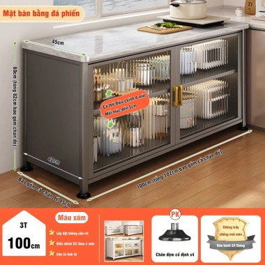 Tủ Bếp Thông Minh Chất Liệu Thép Carbon Cao Cấp Mặt Bàn Bằng Đá Tự Nhiên Chịu Nhiệt 1000°C 13